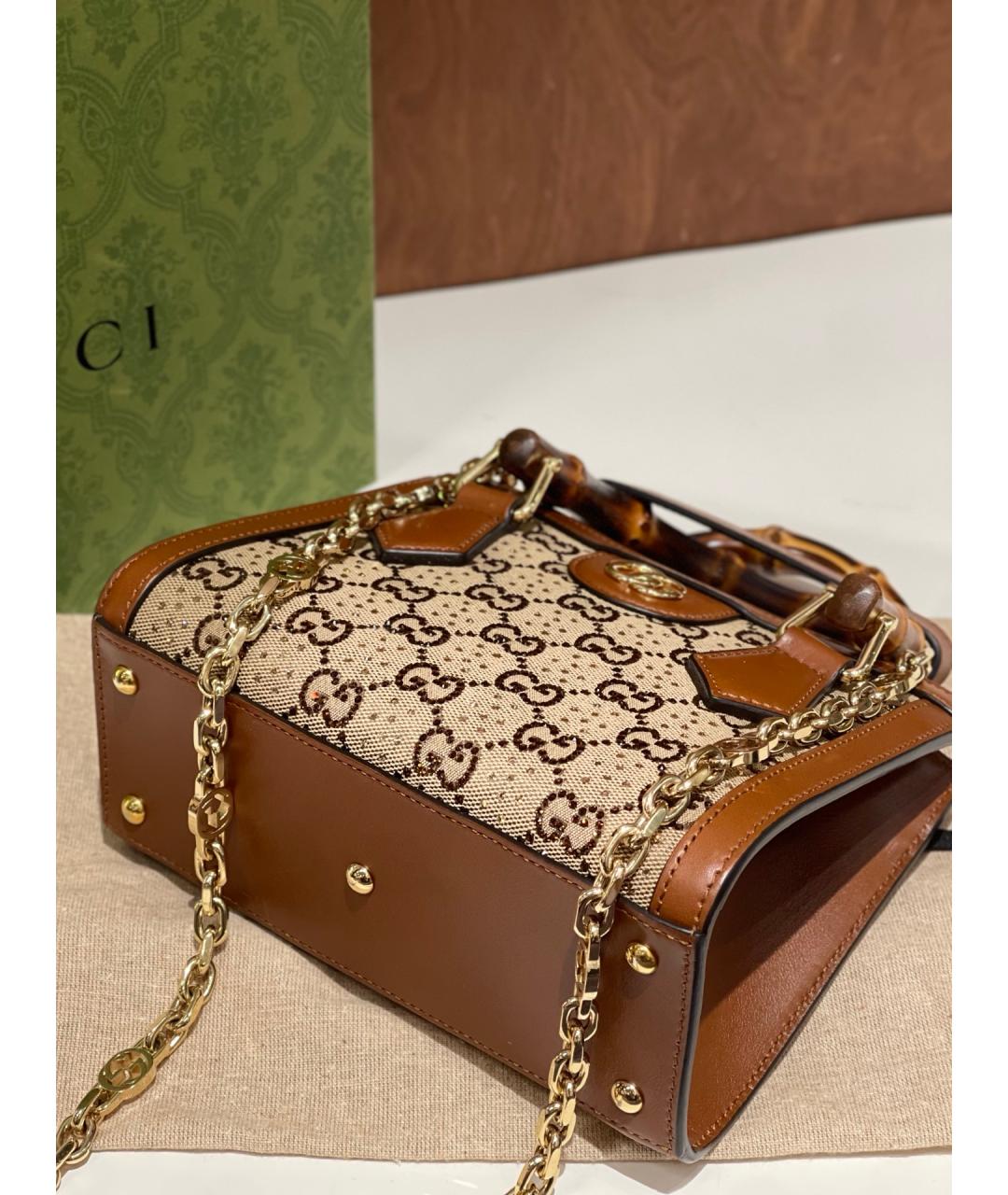 GUCCI Коричневая сумка тоут из искусственной кожи, фото 5
