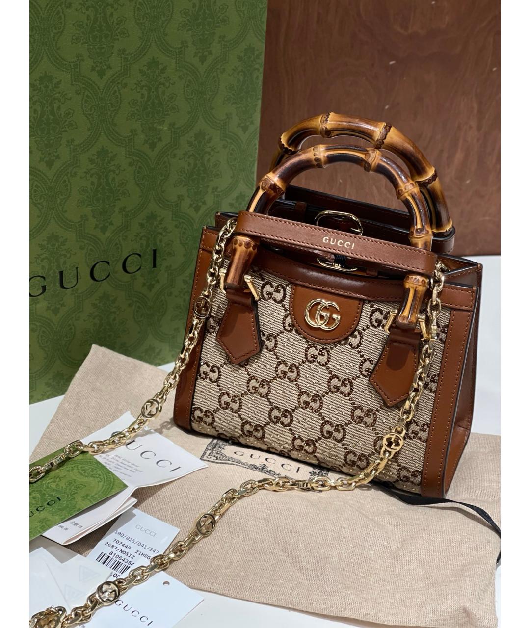 GUCCI Коричневая сумка тоут из искусственной кожи, фото 7