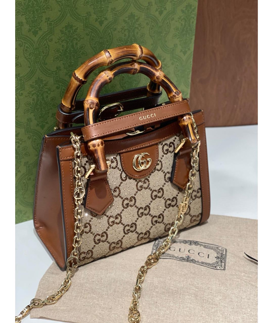 GUCCI Коричневая сумка тоут из искусственной кожи, фото 2