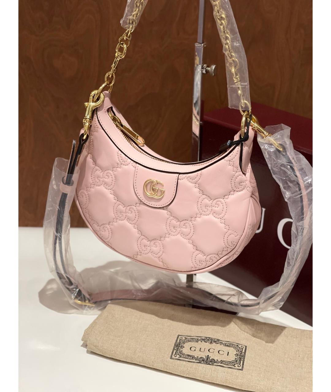 GUCCI Розовая кожаная сумка тоут, фото 7