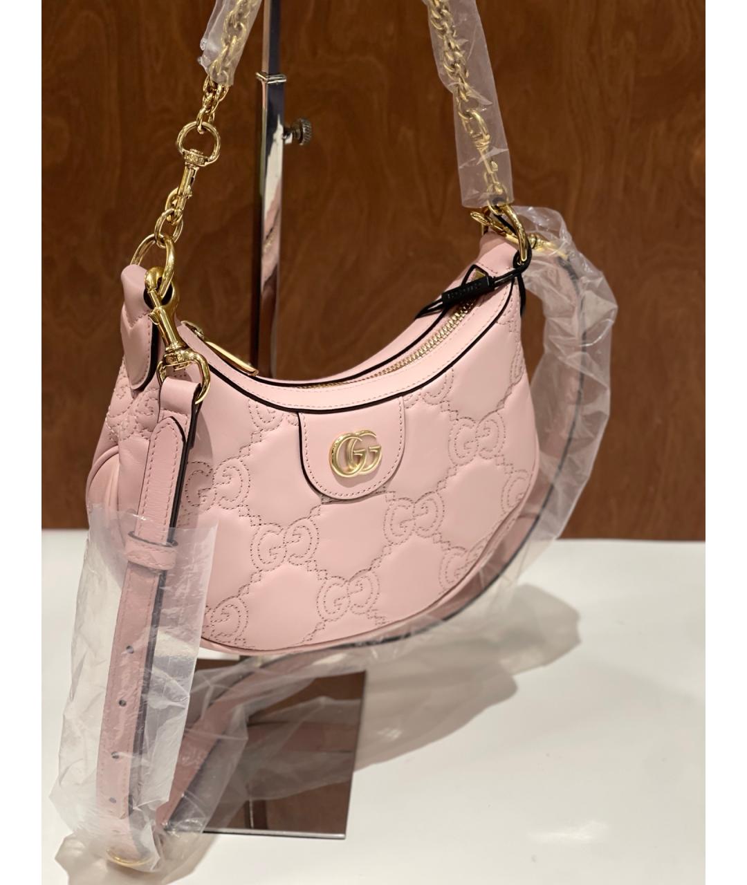 GUCCI Розовая кожаная сумка тоут, фото 2