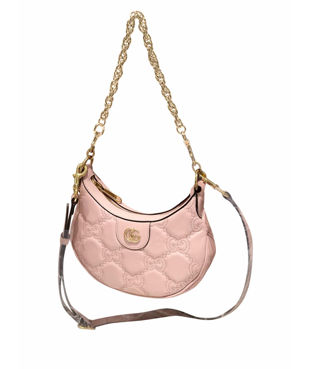 GUCCI Розовая кожаная сумка тоут, фото 1