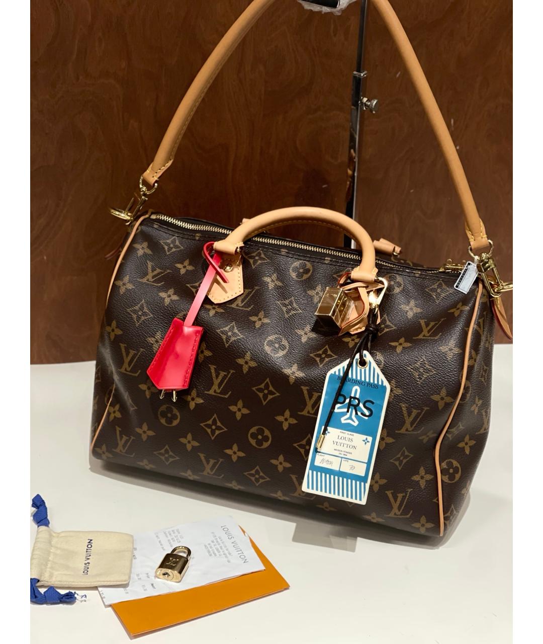 LOUIS VUITTON Коричневая сумка тоут из искусственной кожи, фото 7