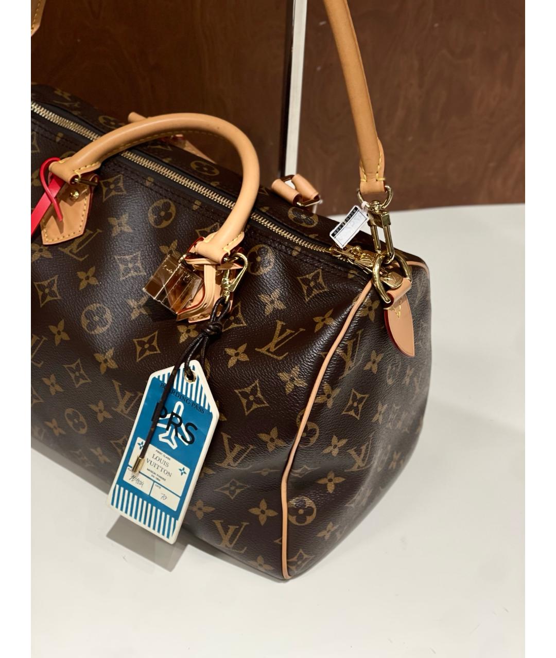 LOUIS VUITTON Коричневая сумка тоут из искусственной кожи, фото 3