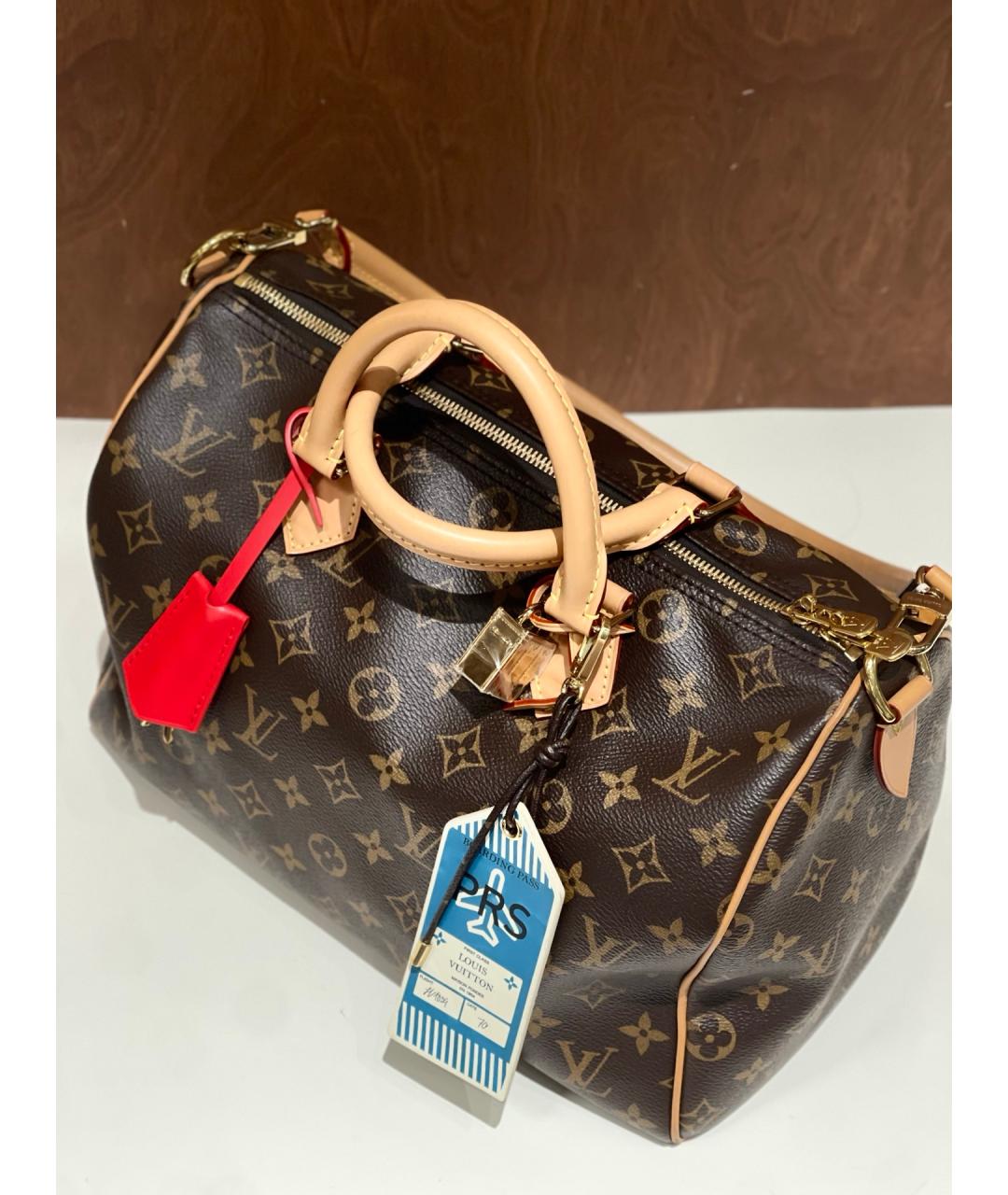 LOUIS VUITTON Коричневая сумка тоут из искусственной кожи, фото 6