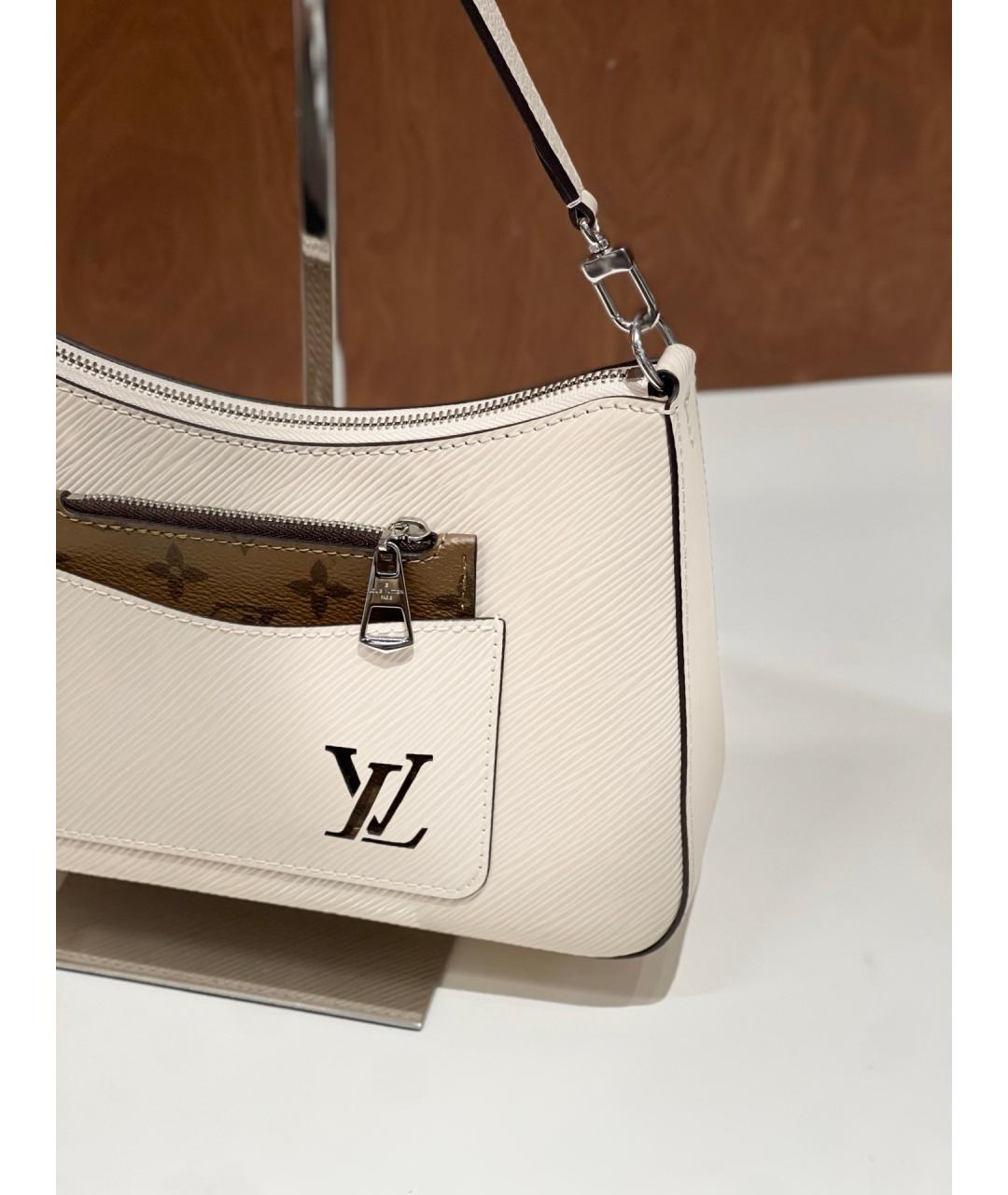LOUIS VUITTON Белая кожаная сумка через плечо, фото 3