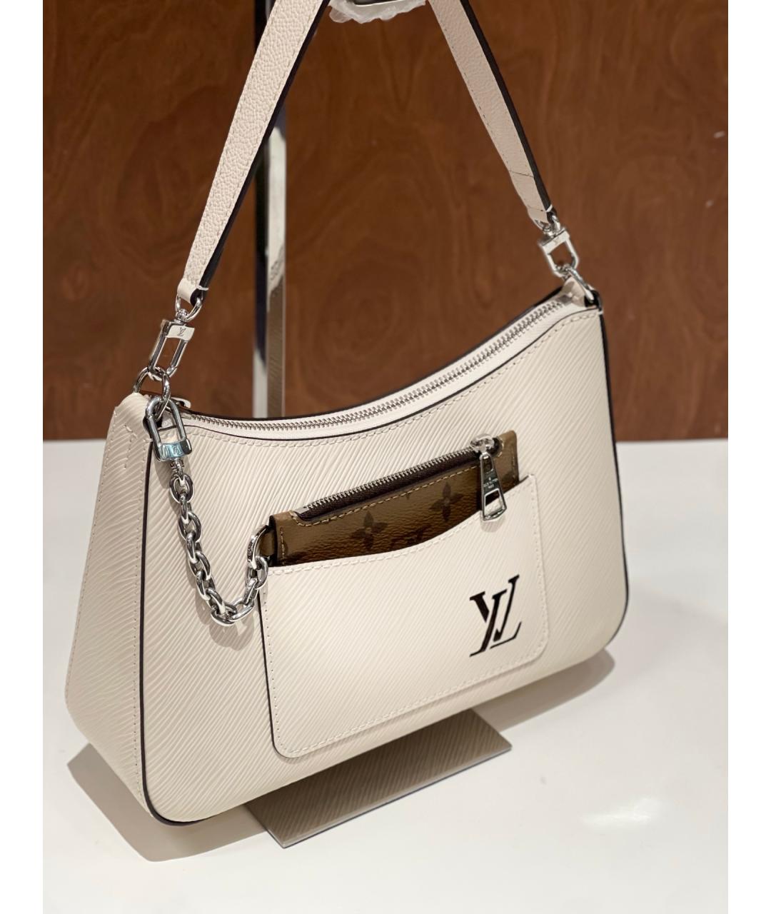 LOUIS VUITTON Белая кожаная сумка через плечо, фото 2