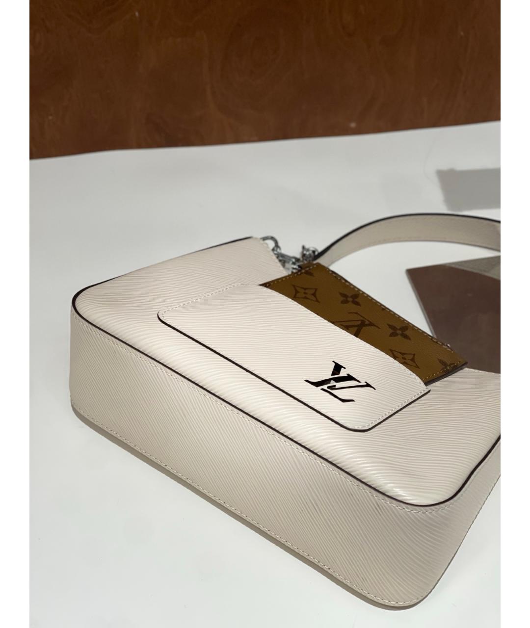 LOUIS VUITTON Белая кожаная сумка через плечо, фото 5