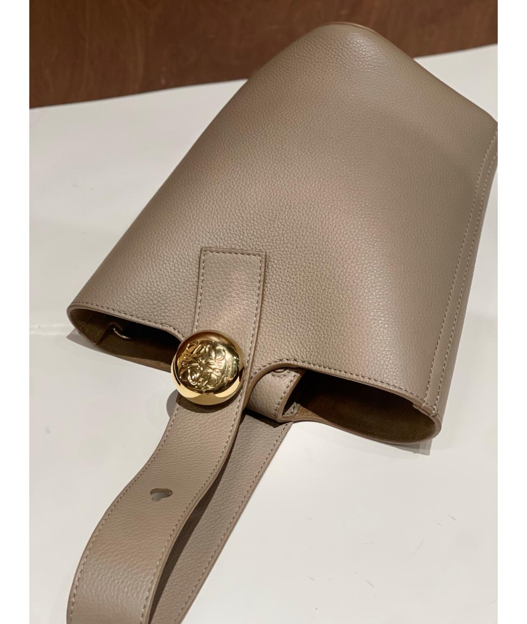 LOEWE Хаки кожаная сумка тоут, фото 6