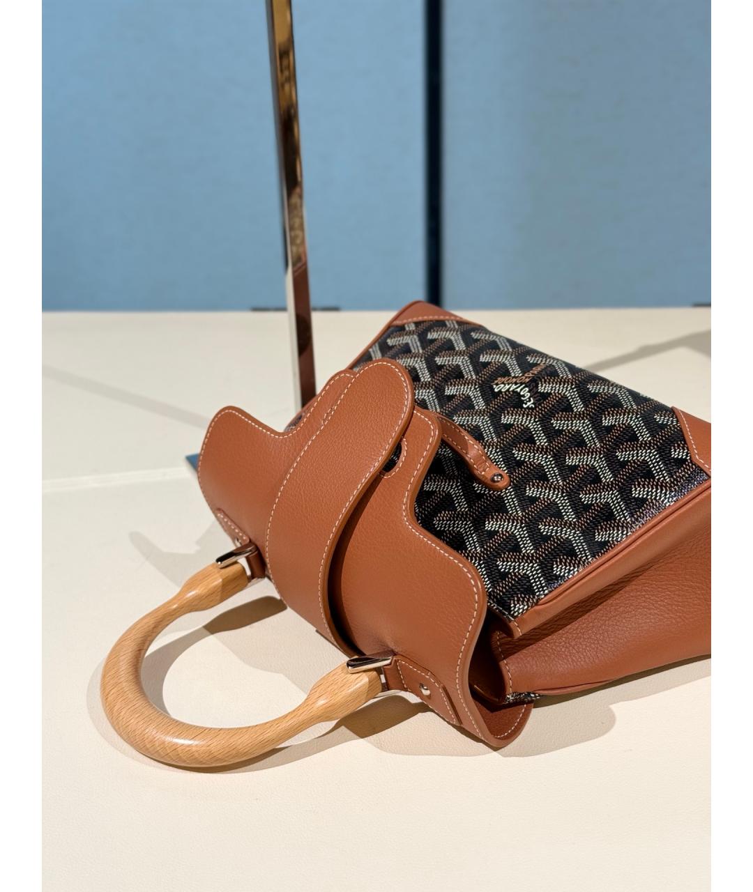 GOYARD Коричневая сумка с короткими ручками из искусственной кожи, фото 8