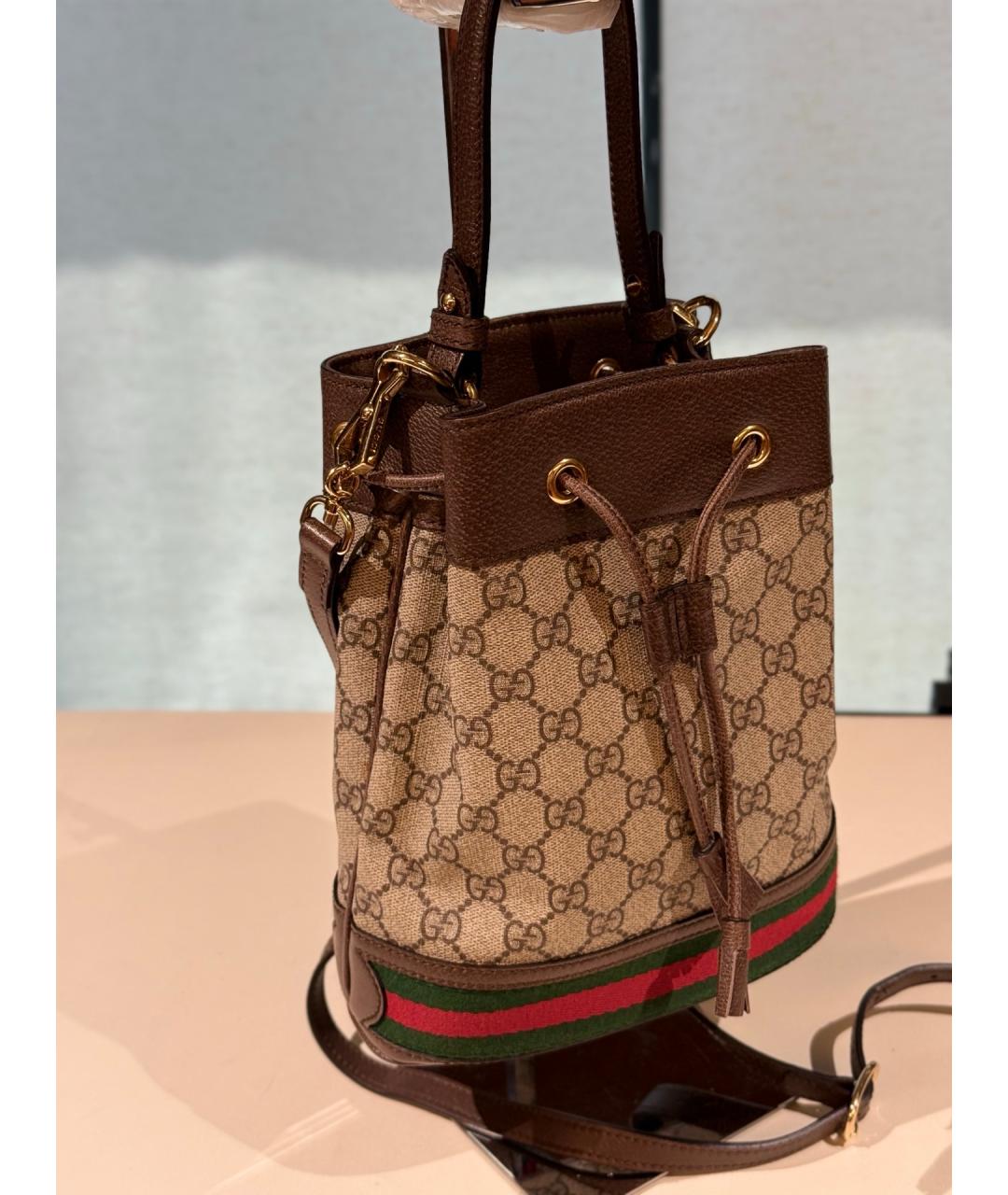 GUCCI Коричневая сумка тоут из искусственной кожи, фото 3