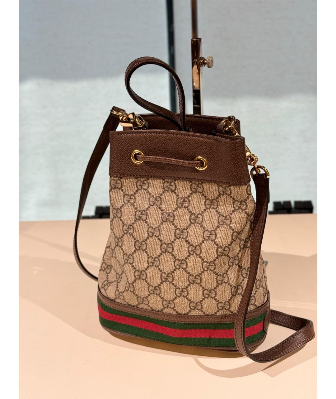 GUCCI Коричневая сумка тоут из искусственной кожи, фото 4