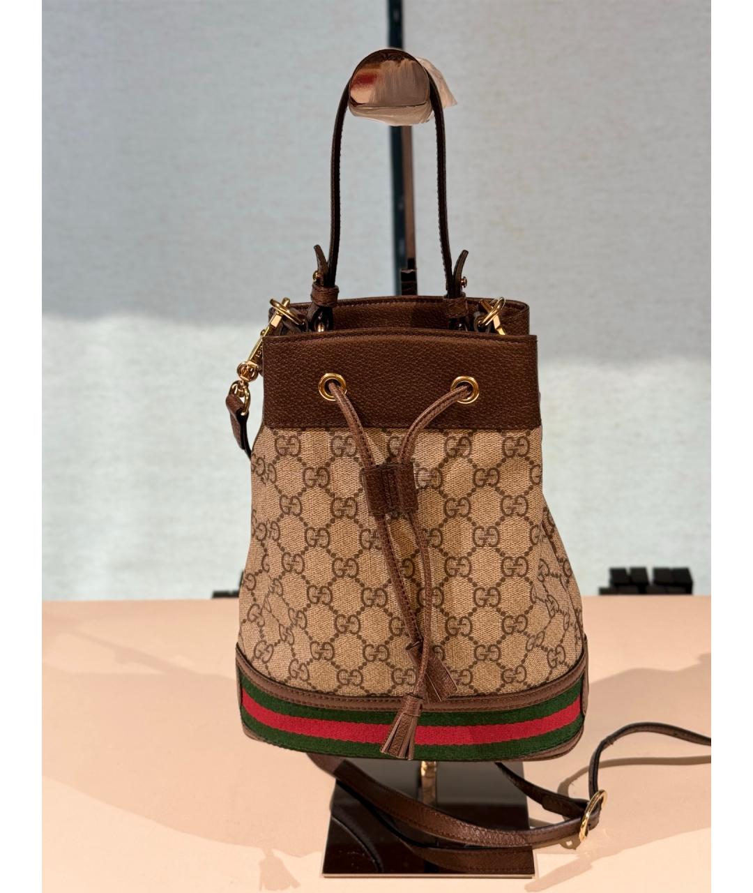 GUCCI Коричневая сумка тоут из искусственной кожи, фото 7