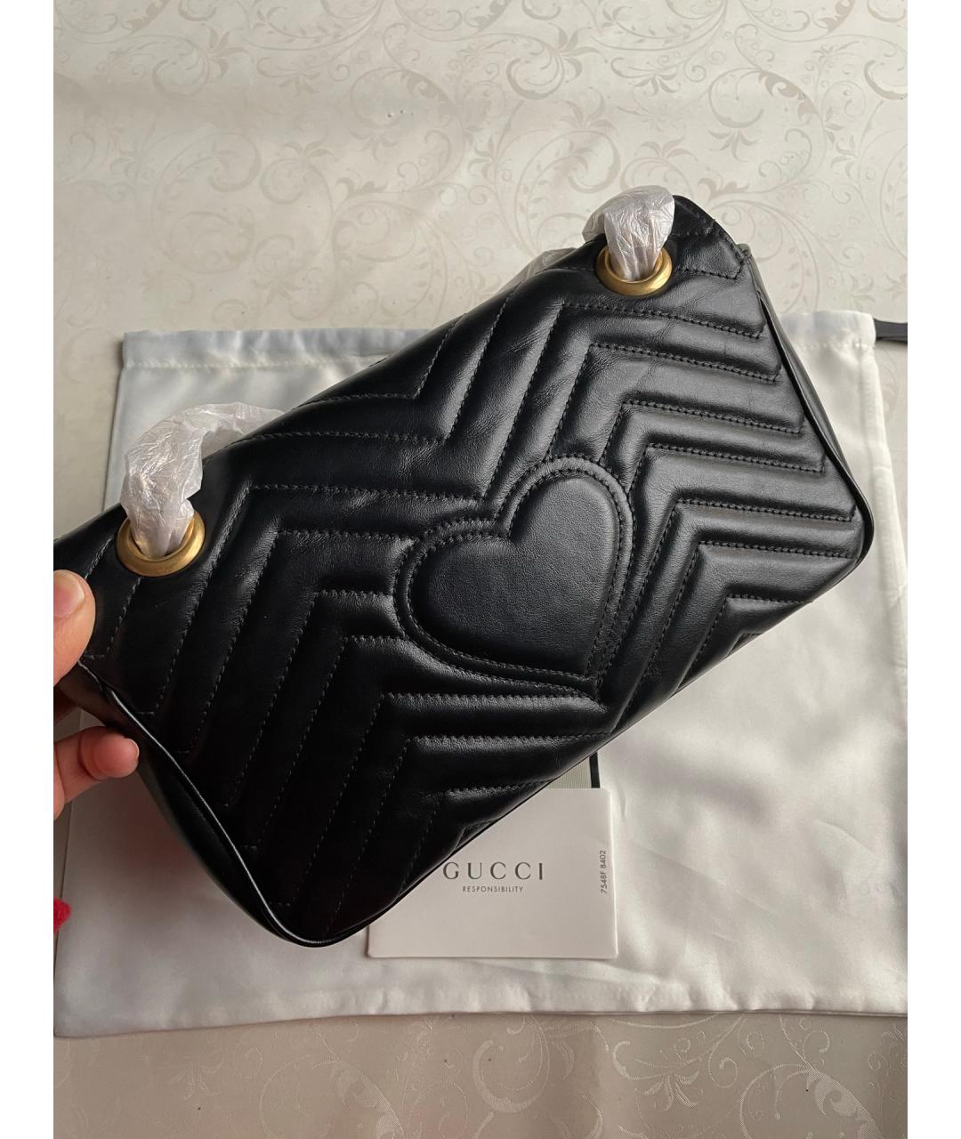 GUCCI Черная кожаная сумка тоут, фото 3