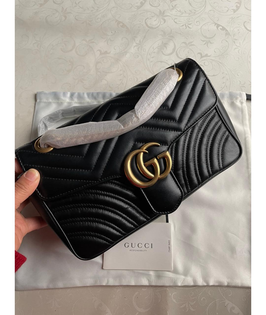 GUCCI Черная кожаная сумка тоут, фото 2