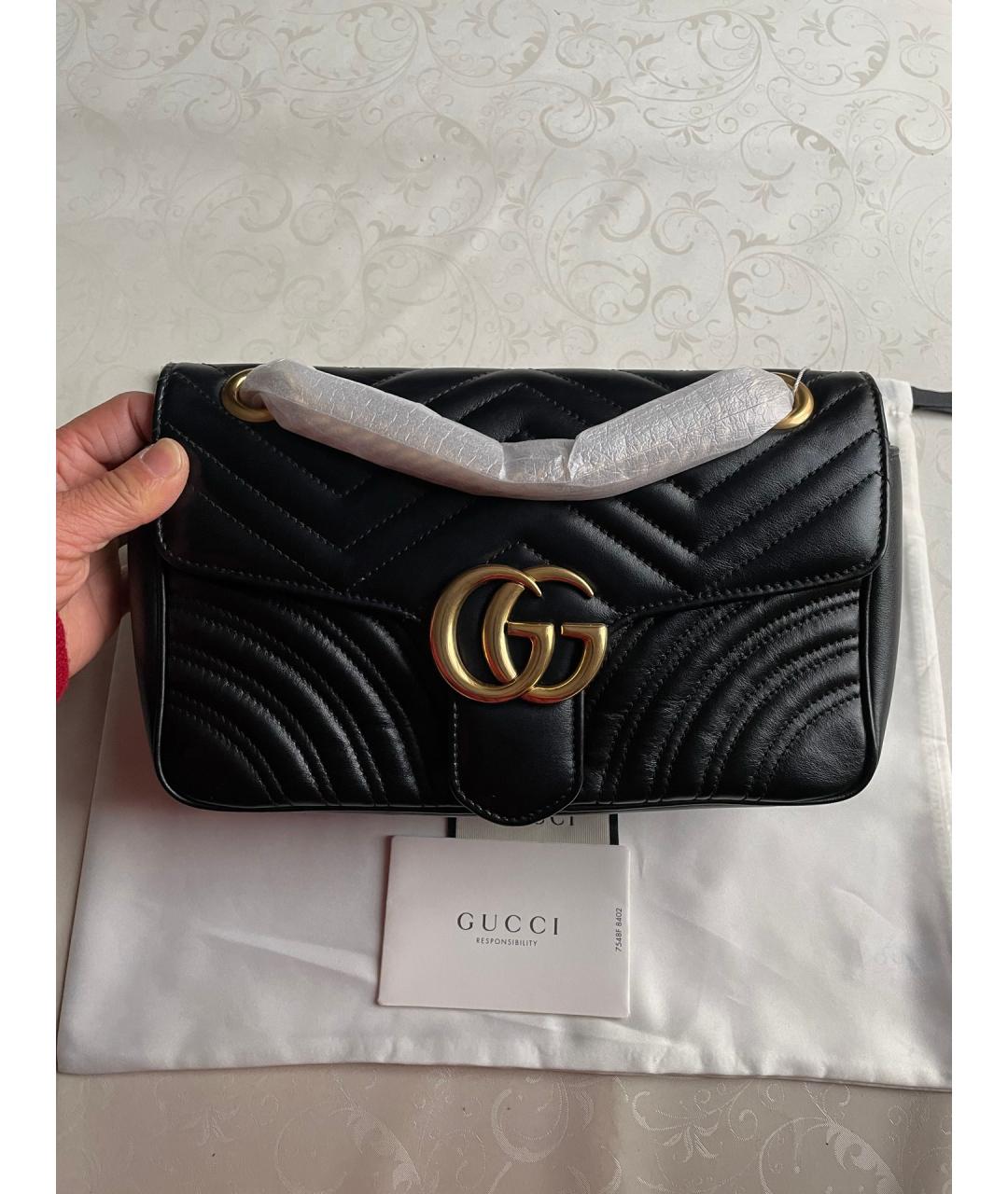 GUCCI Черная кожаная сумка тоут, фото 7