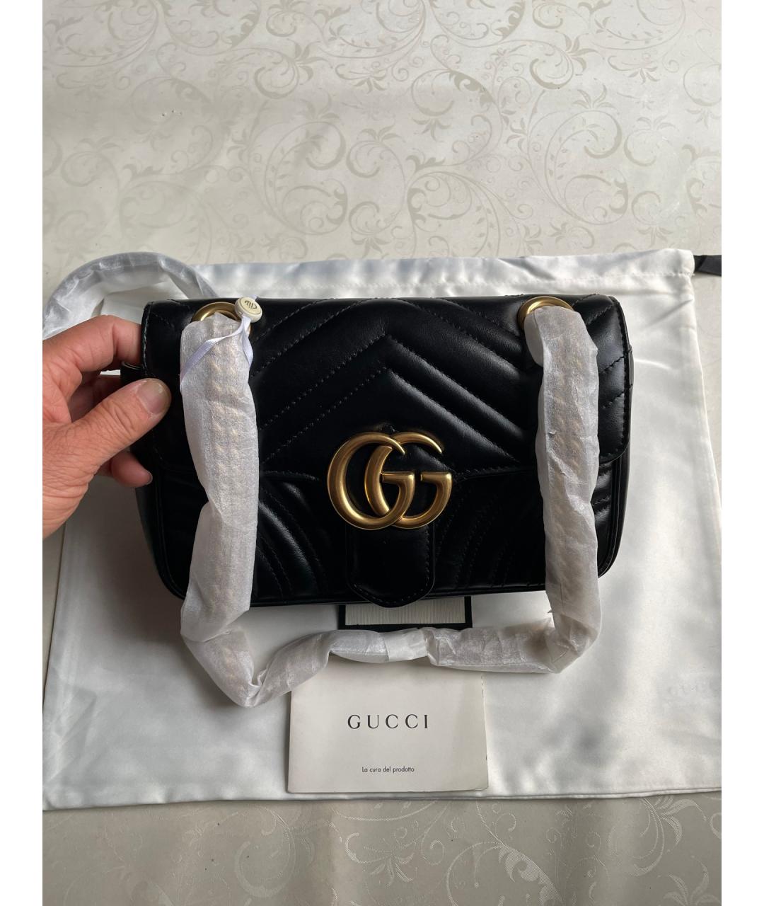 GUCCI Черная кожаная сумка тоут, фото 7