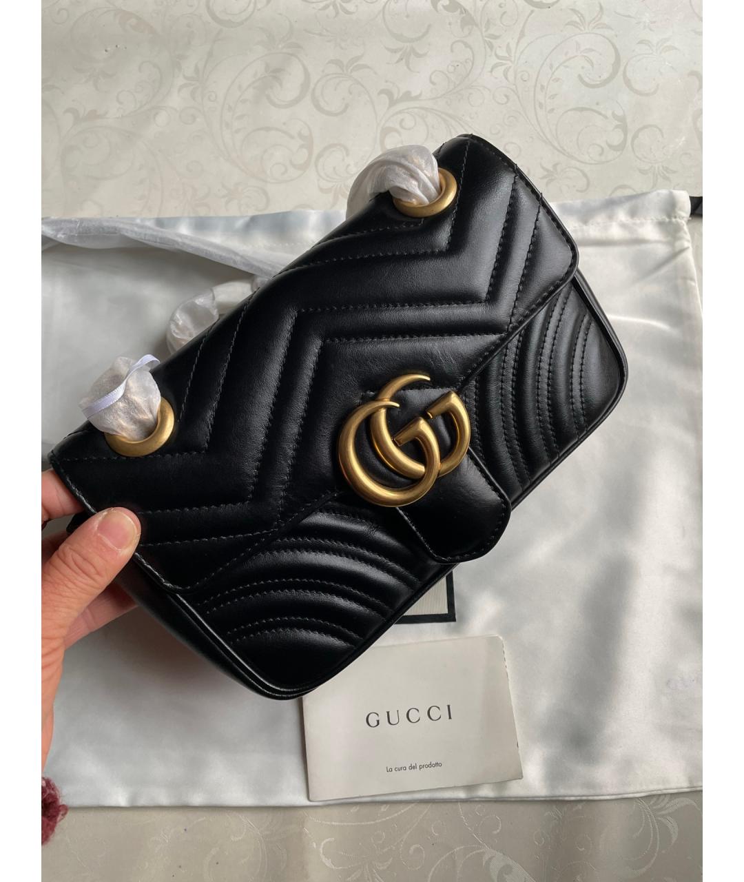 GUCCI Черная кожаная сумка тоут, фото 2