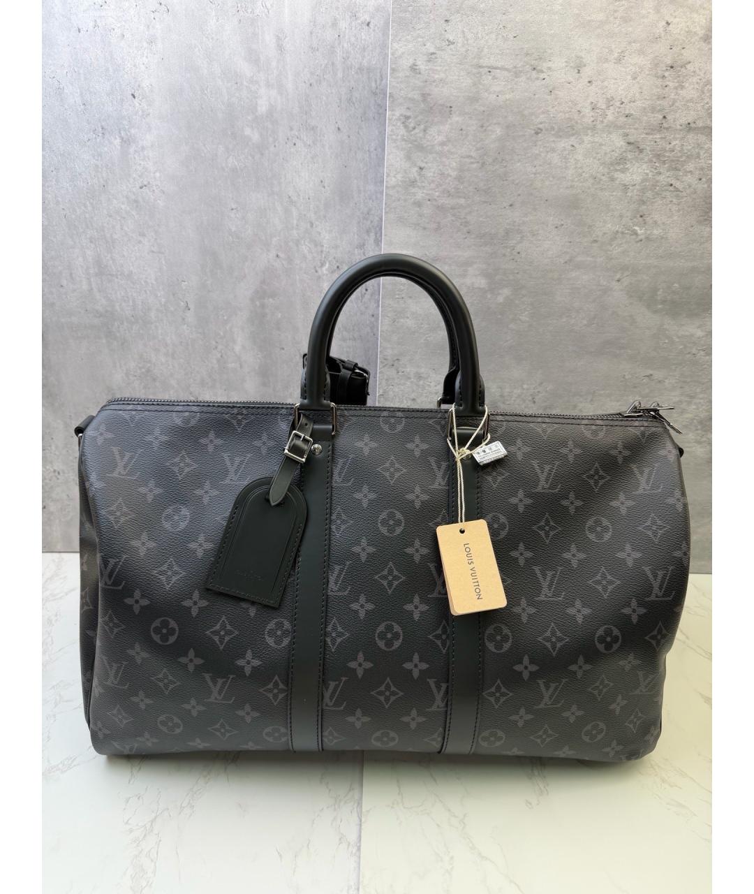 LOUIS VUITTON Черная сумка тоут из искусственной кожи, фото 9