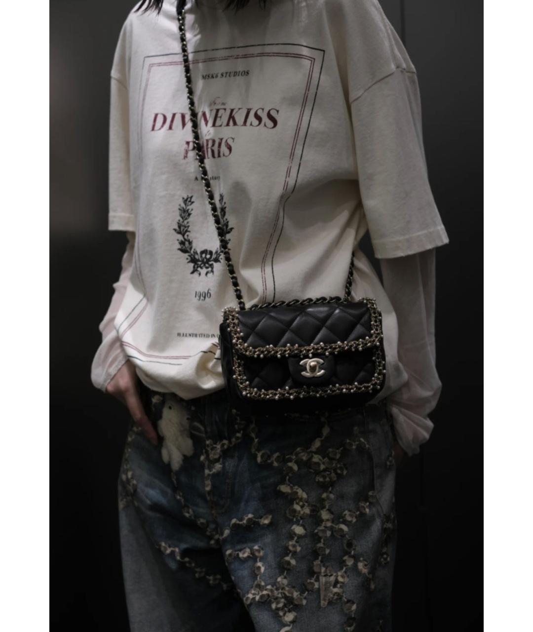 CHANEL Черная кожаная сумка через плечо, фото 4