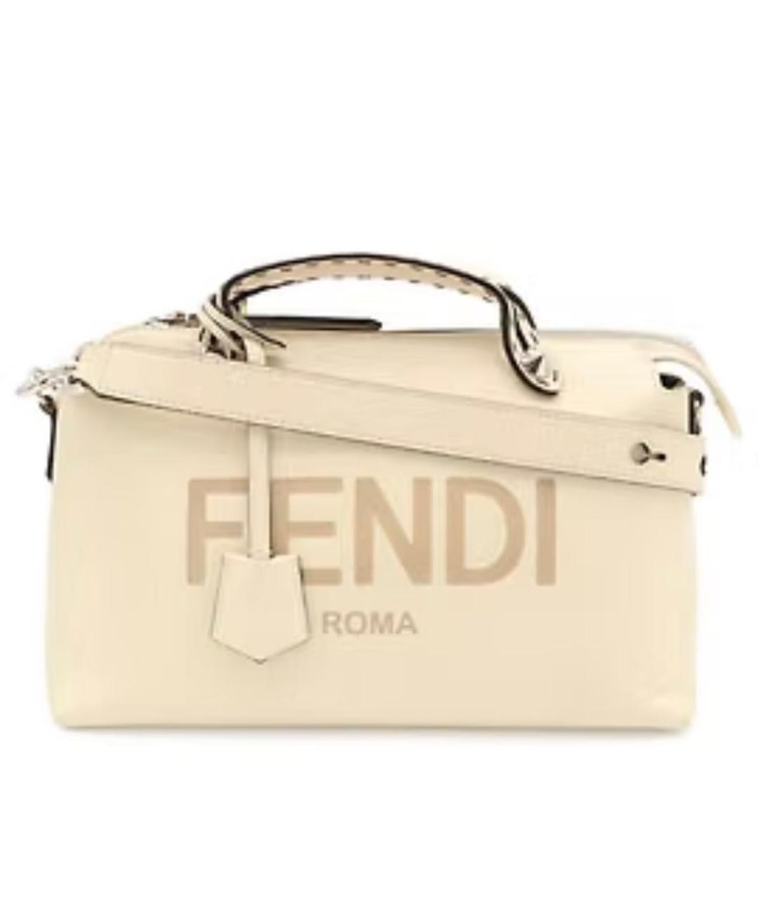FENDI Бежевая кожаная сумка с короткими ручками, фото 1