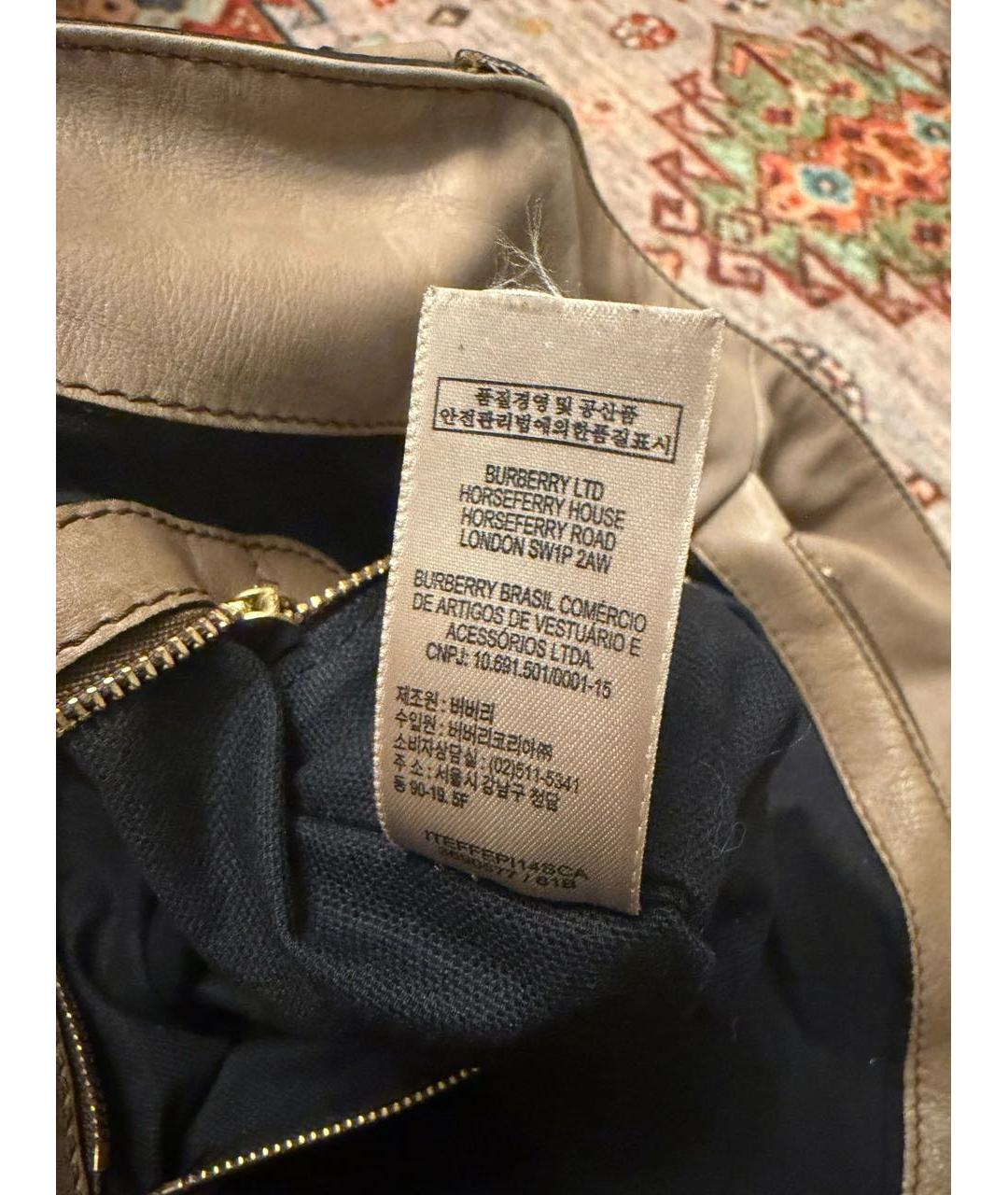 BURBERRY Бежевая кожаная сумка с короткими ручками, фото 7