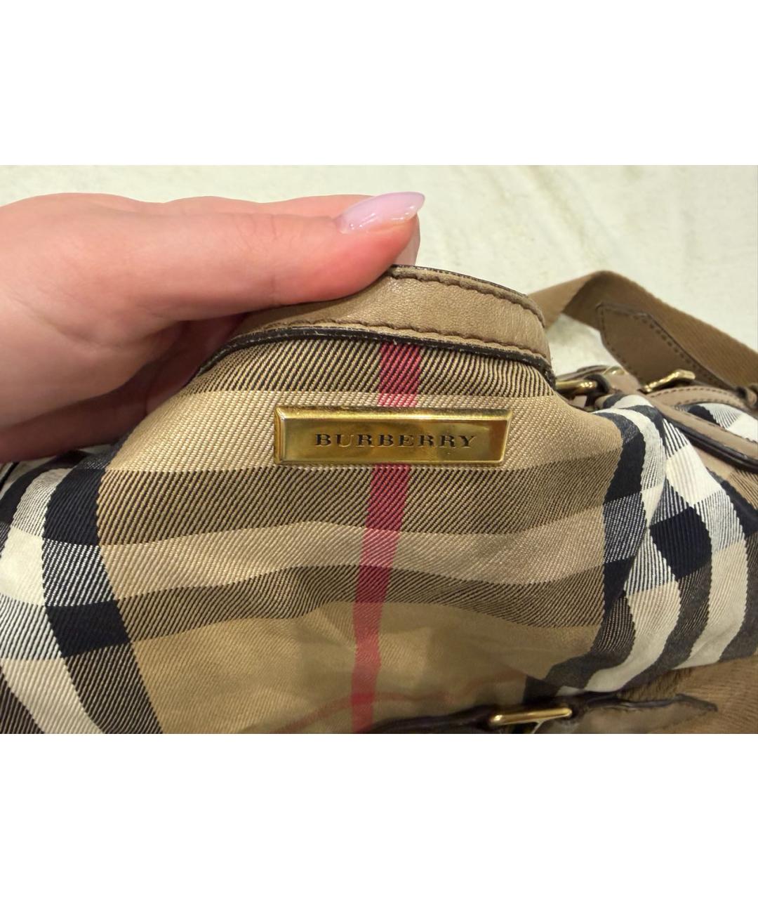 BURBERRY Бежевая кожаная сумка с короткими ручками, фото 6