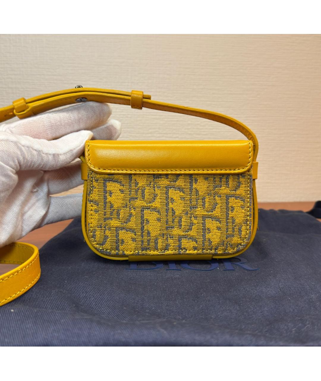 CHRISTIAN DIOR Желтая кожаная сумка на плечо, фото 3