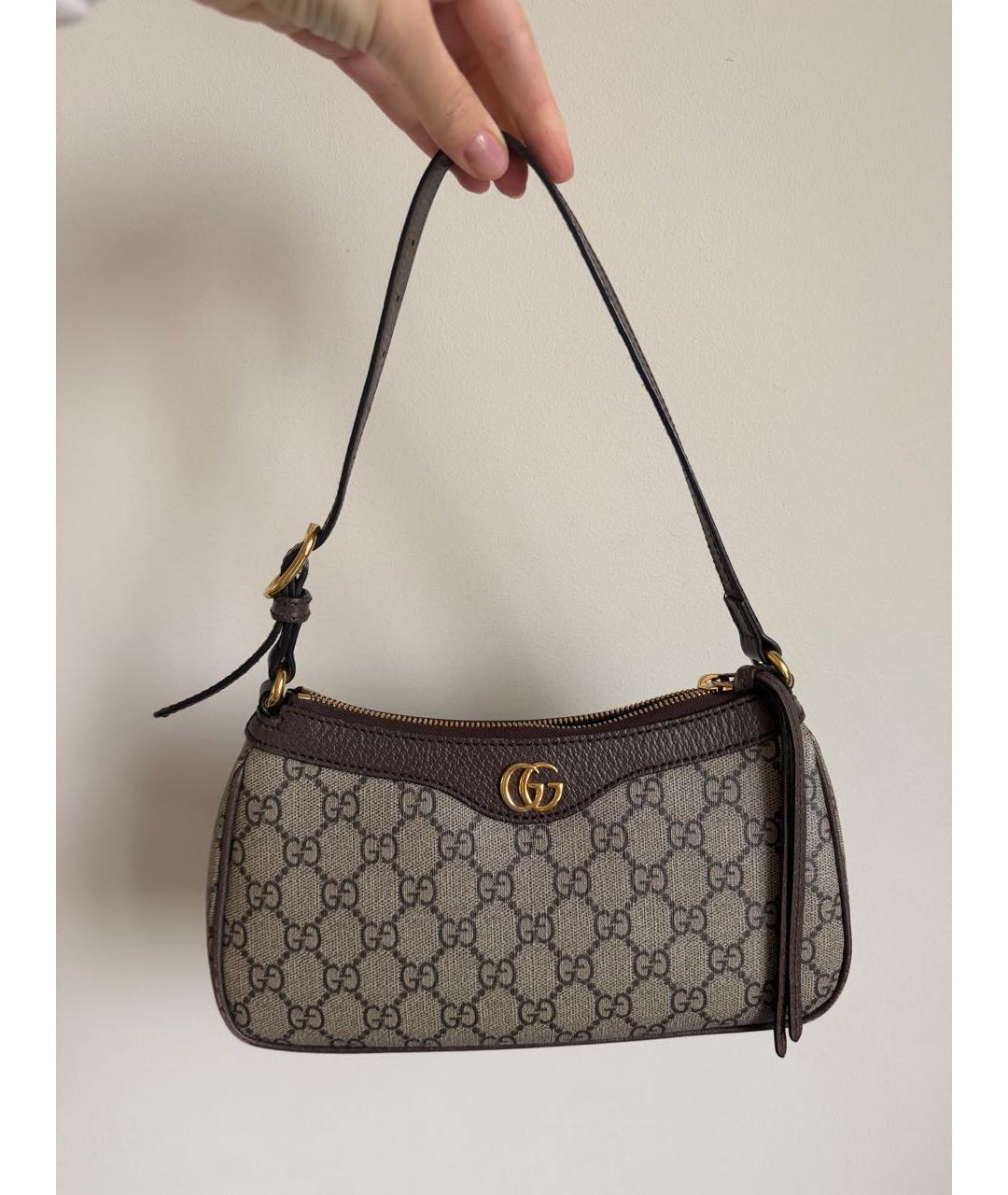 GUCCI Коричневая кожаная сумка через плечо, фото 9
