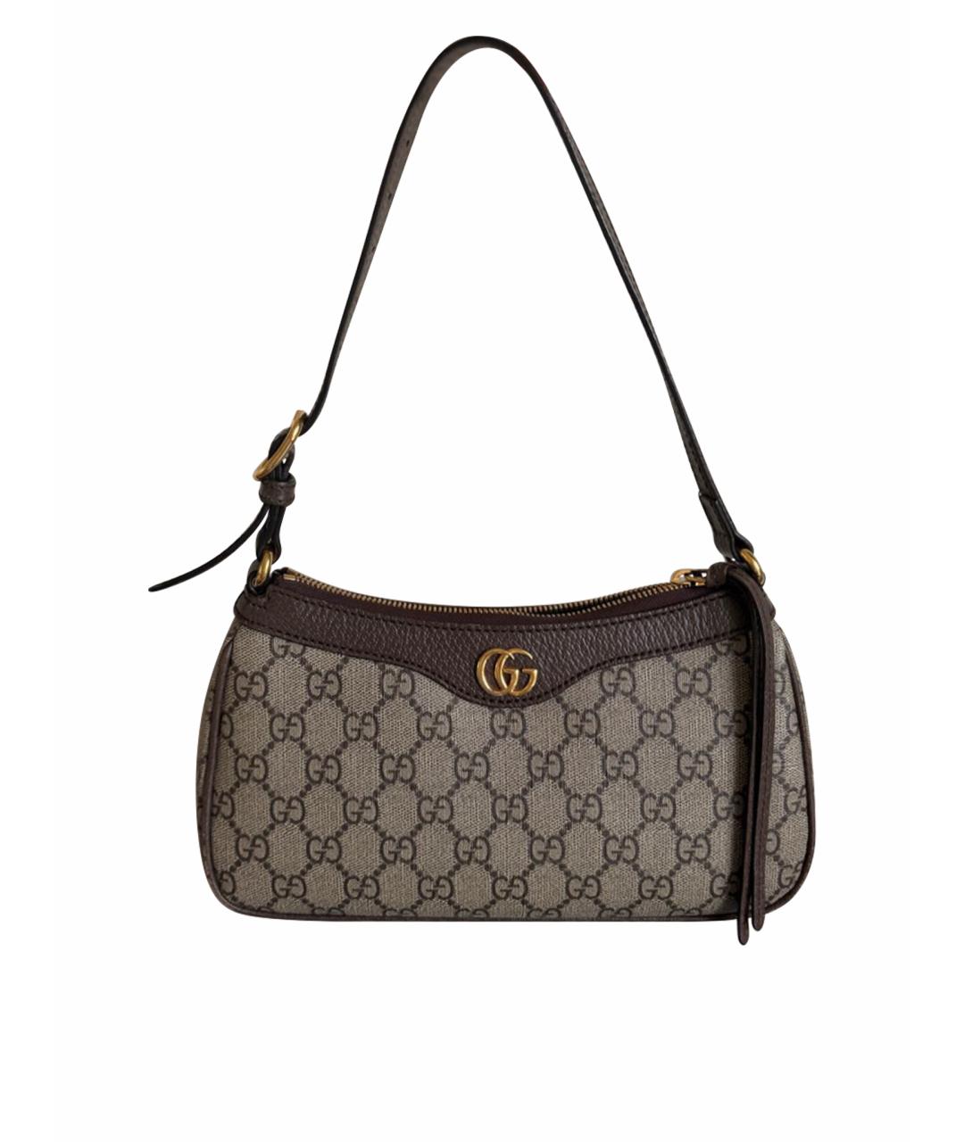 GUCCI Коричневая кожаная сумка через плечо, фото 1
