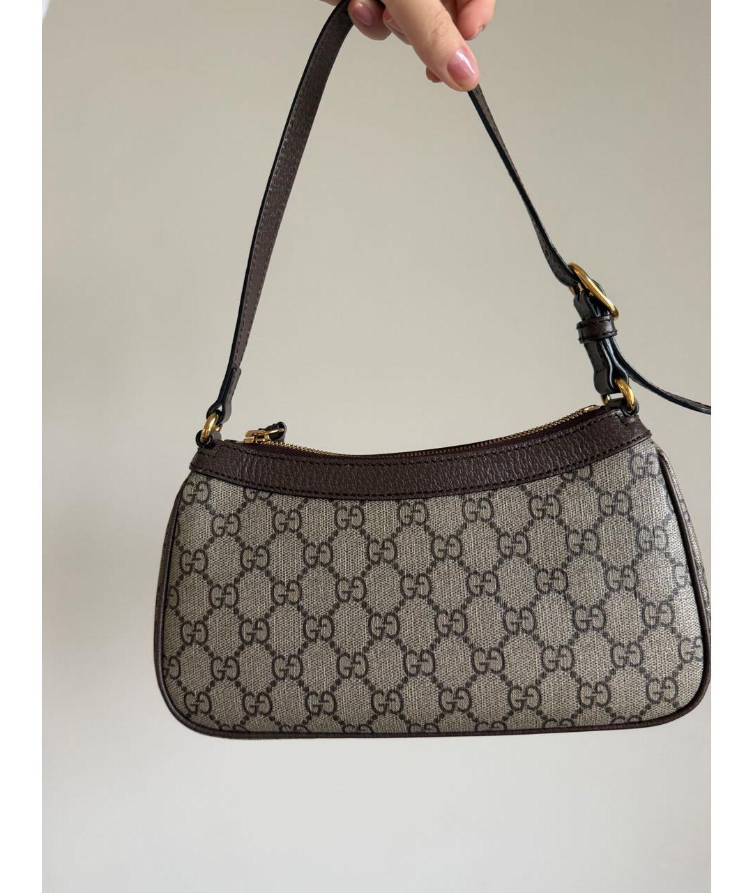 GUCCI Коричневая кожаная сумка через плечо, фото 3