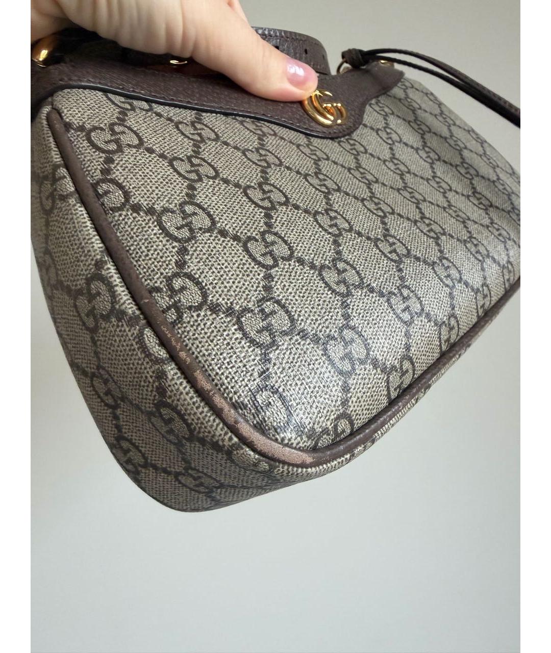 GUCCI Коричневая кожаная сумка через плечо, фото 5