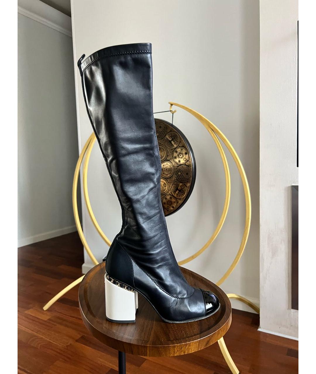 CHANEL Черные кожаные сапоги, фото 8