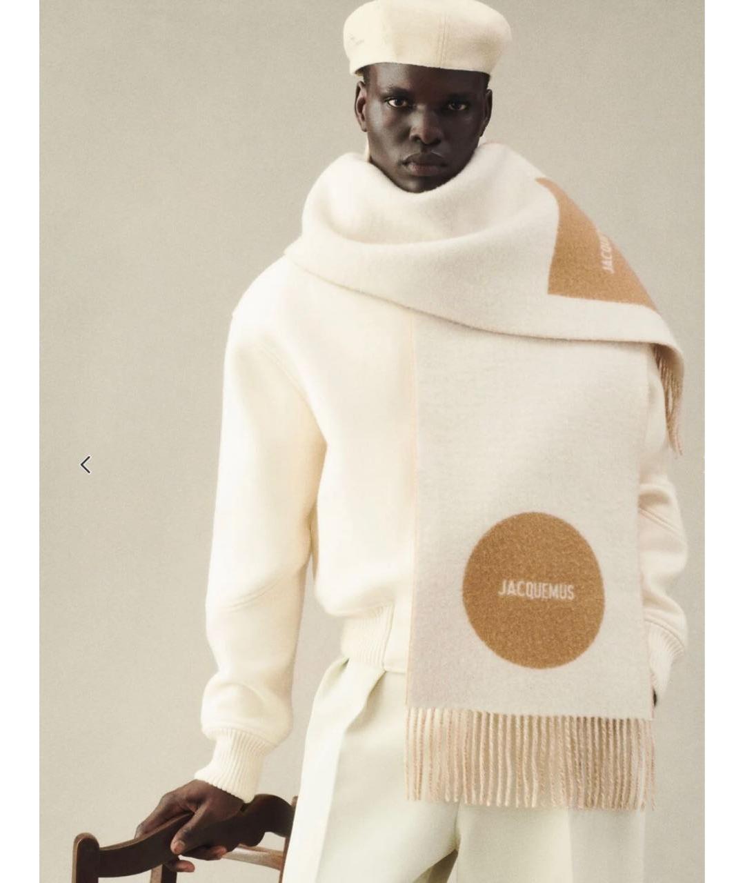 JACQUEMUS Бежевый шерстяной шарф, фото 8