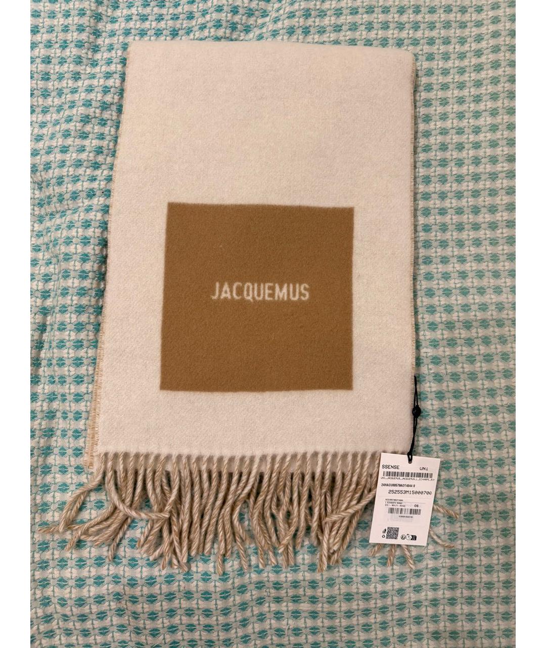JACQUEMUS Бежевый шерстяной шарф, фото 3