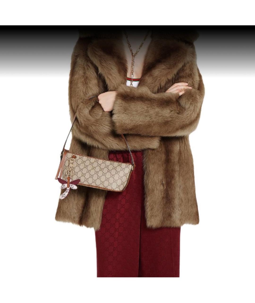 GUCCI Бежевая сумка через плечо из канвы, фото 2