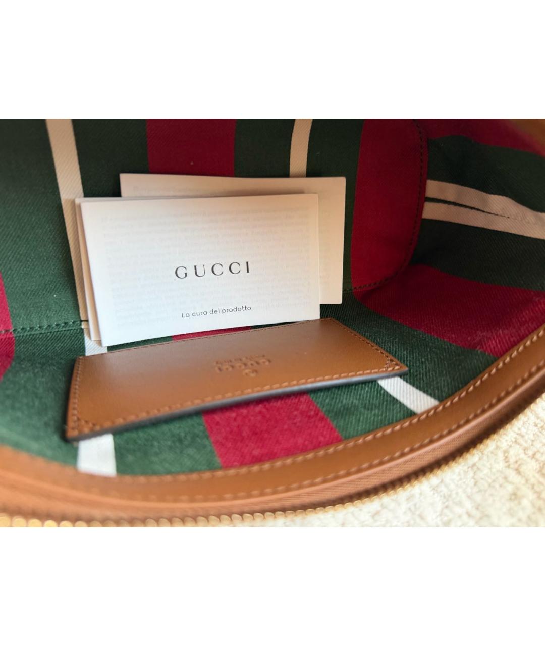 GUCCI Бежевая сумка через плечо из канвы, фото 6