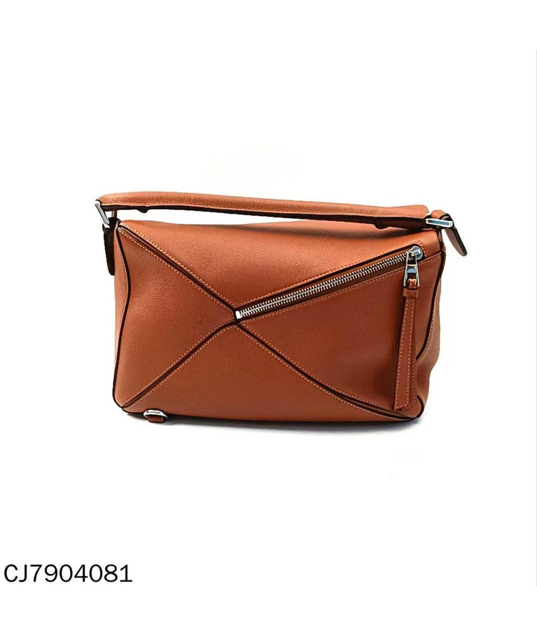 LOEWE Коричневая кожаная сумка с короткими ручками, фото 3