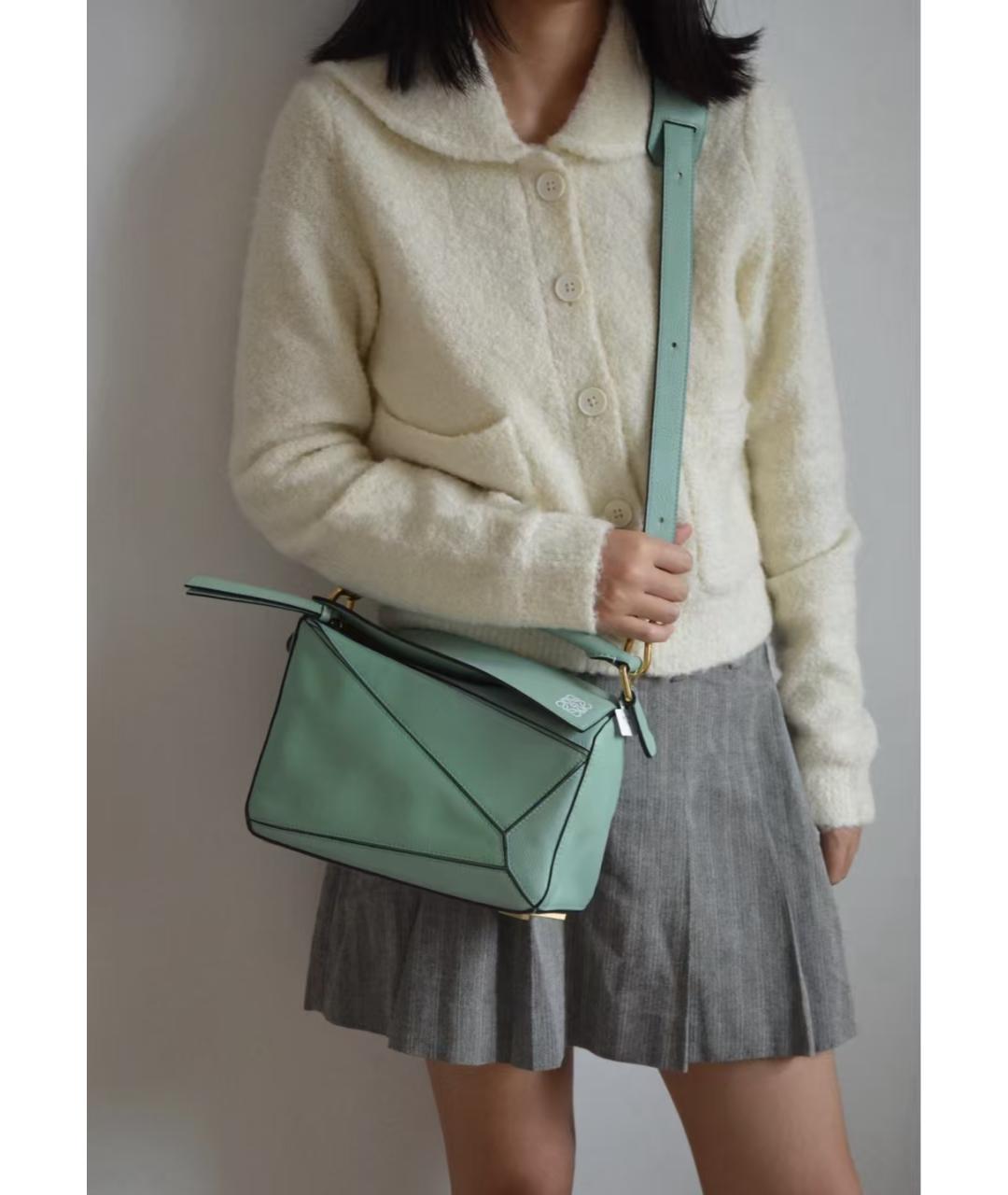 LOEWE Бирюзовая кожаная сумка с короткими ручками, фото 6