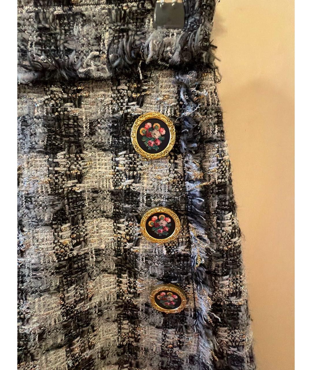 DOLCE&GABBANA Серая твидовая юбка мини, фото 3