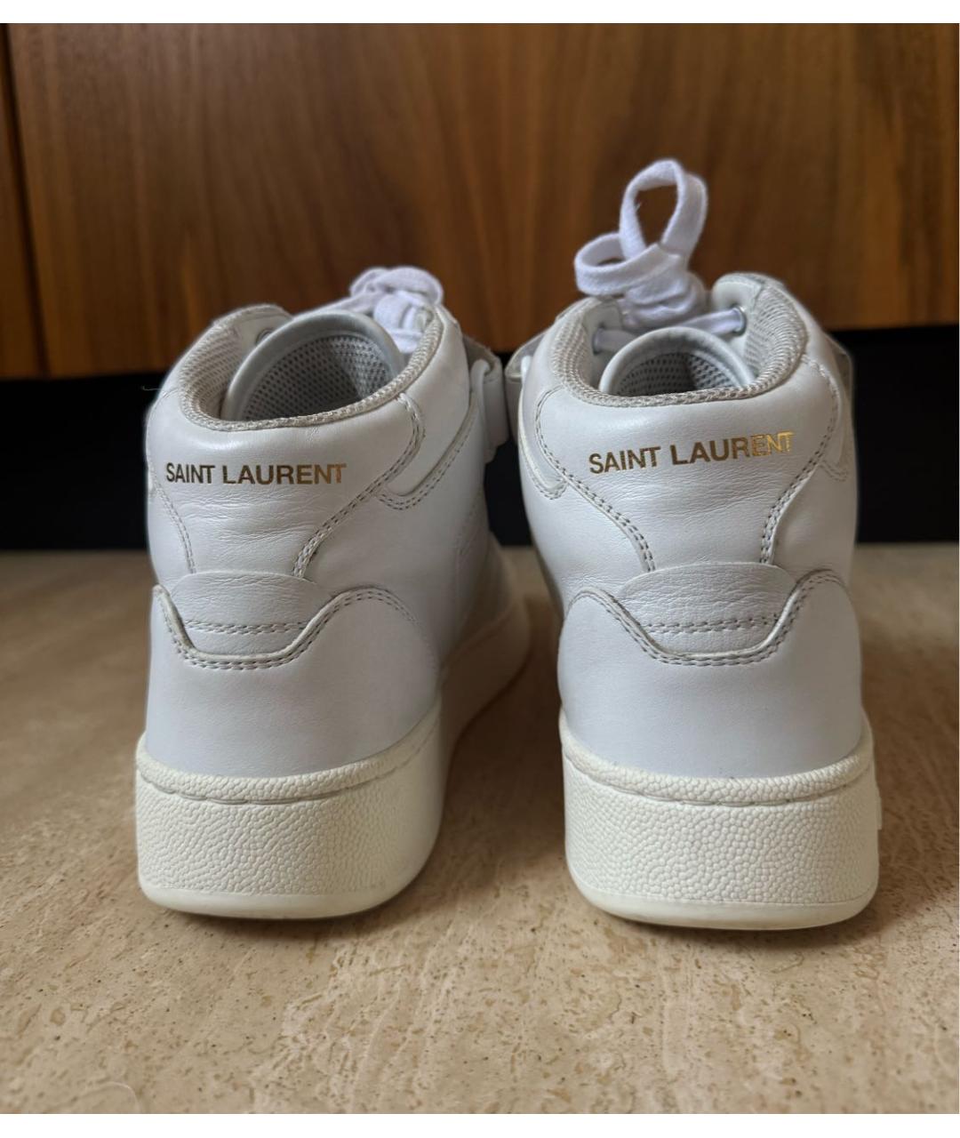 SAINT LAURENT Белые кожаные кроссовки, фото 4