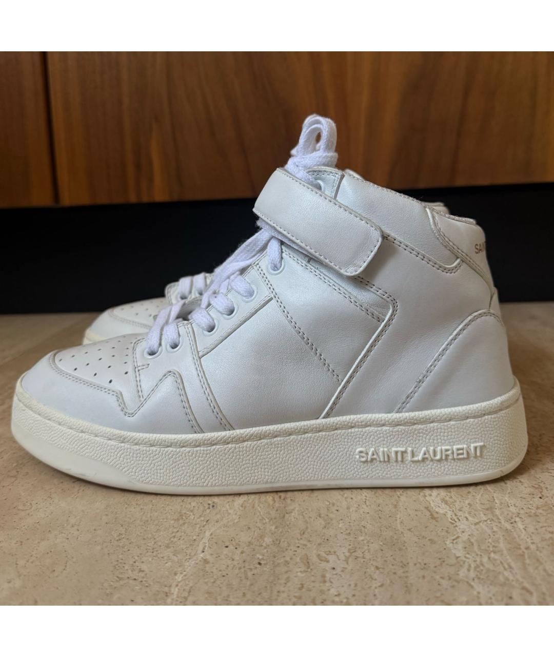 SAINT LAURENT Белые кожаные кроссовки, фото 9