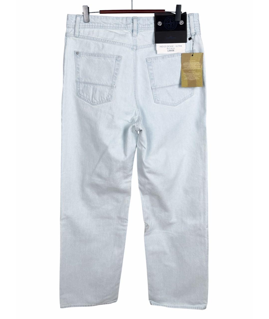 STONE ISLAND Голубые хлопковые прямые джинсы, фото 2