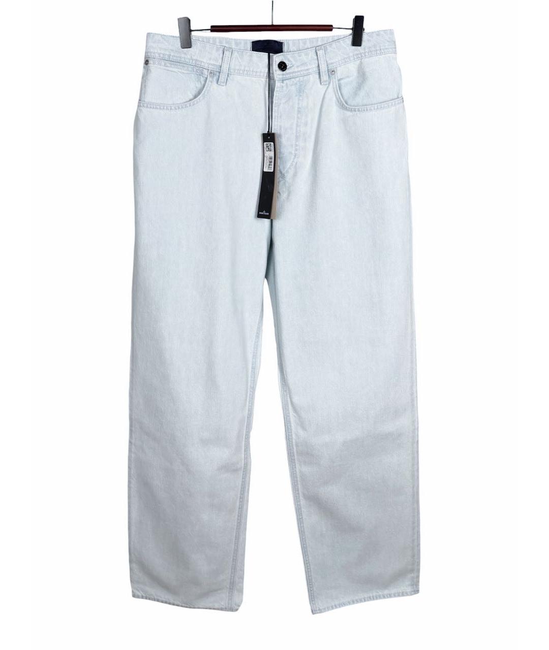 STONE ISLAND Голубые хлопковые прямые джинсы, фото 9