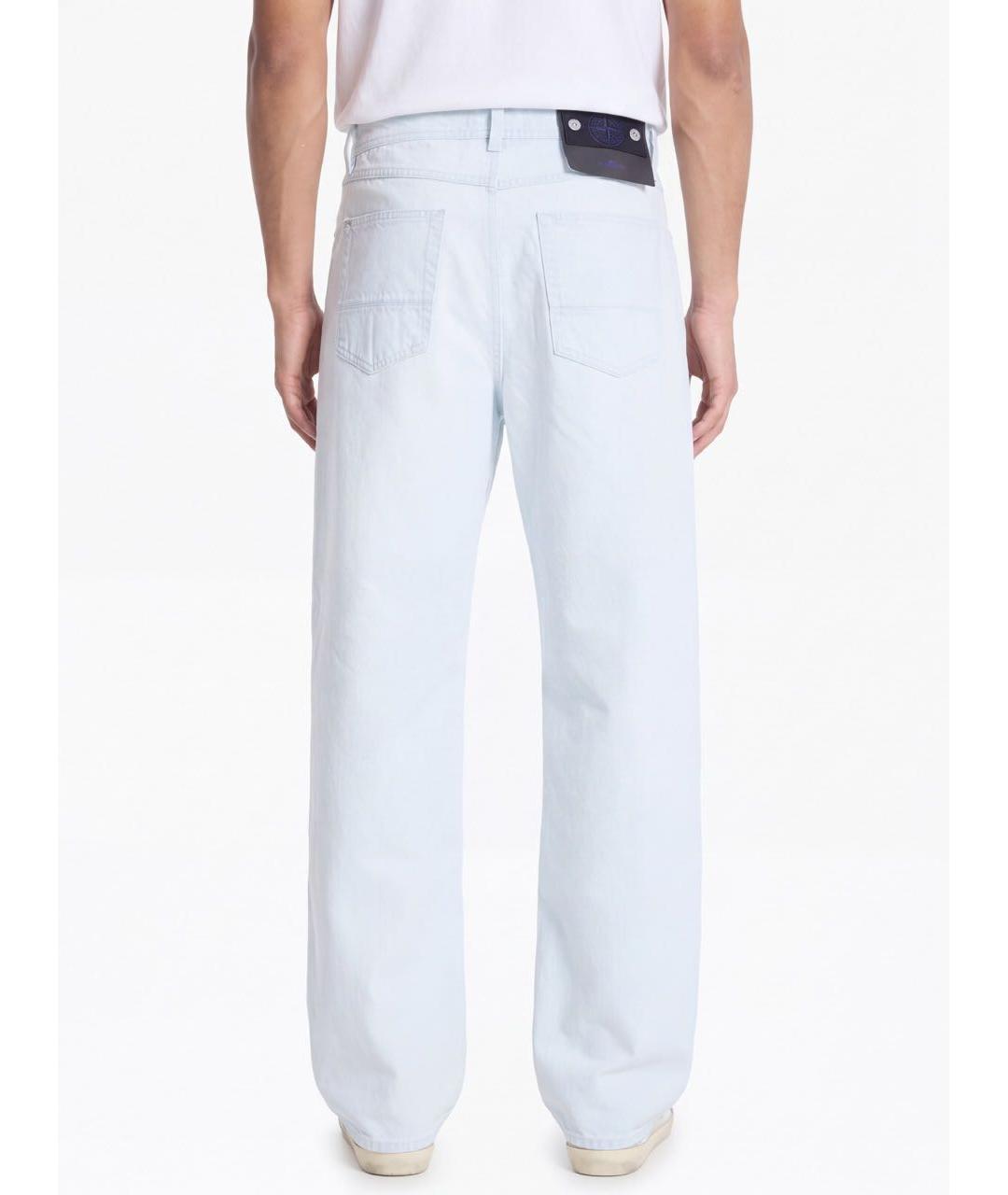 STONE ISLAND Голубые хлопковые прямые джинсы, фото 8