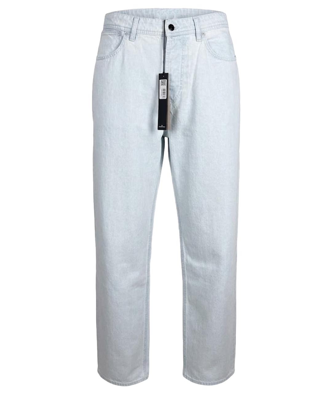 STONE ISLAND Голубые хлопковые прямые джинсы, фото 1
