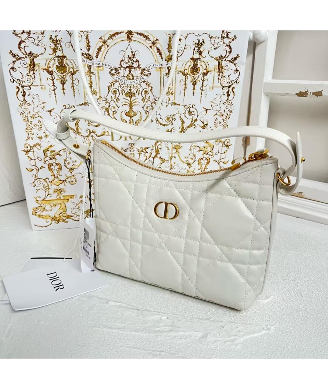 CHRISTIAN DIOR Белая кожаная сумка через плечо, фото 5