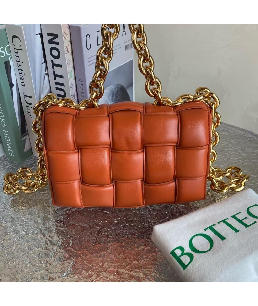 BOTTEGA VENETA Оранжевая кожаная сумка через плечо, фото 4