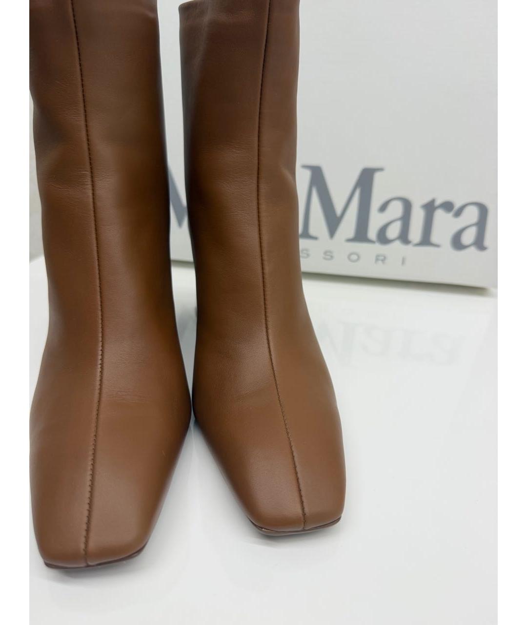MAX MARA Коричневые кожаные ботильоны, фото 2