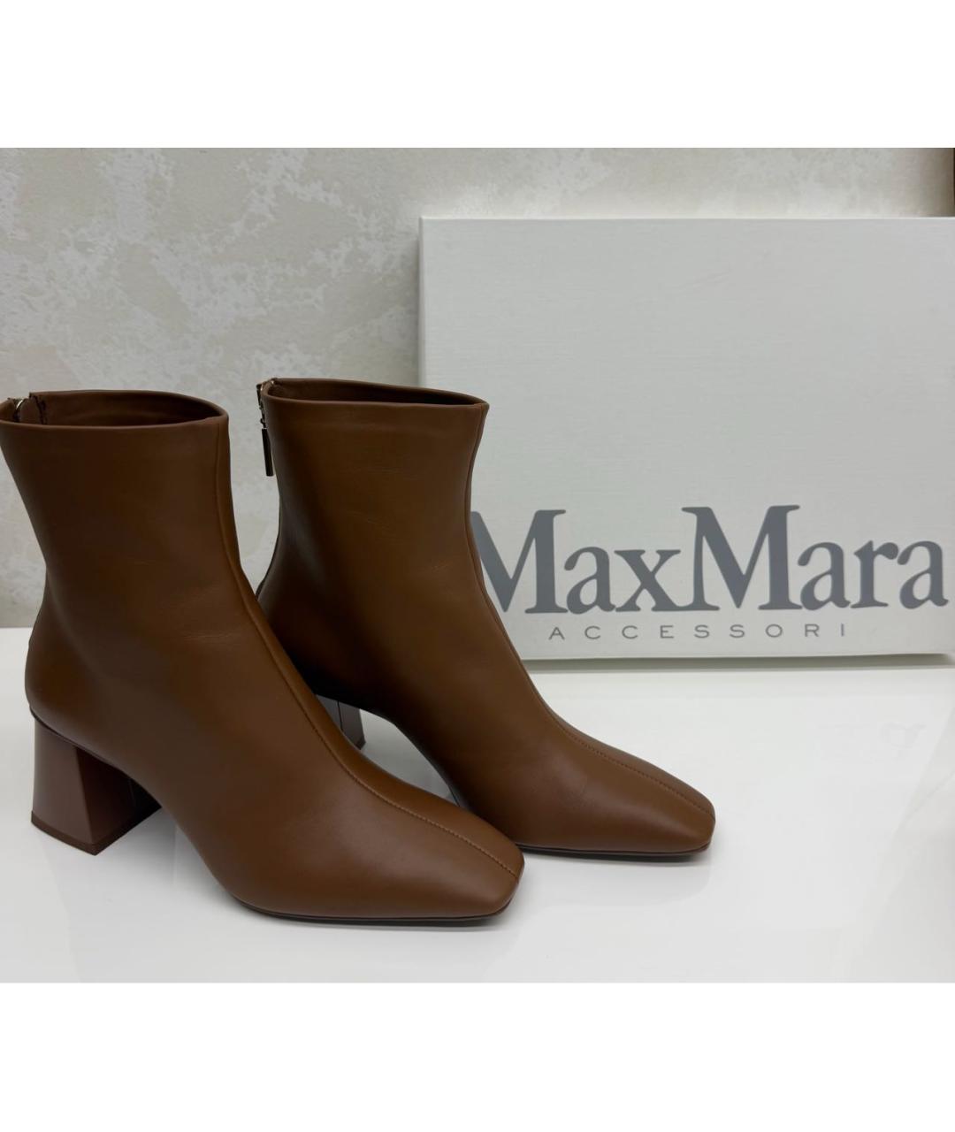 MAX MARA Коричневые кожаные ботильоны, фото 5